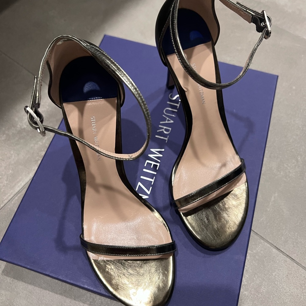 Stuart Weitzman Gold and Black Heels